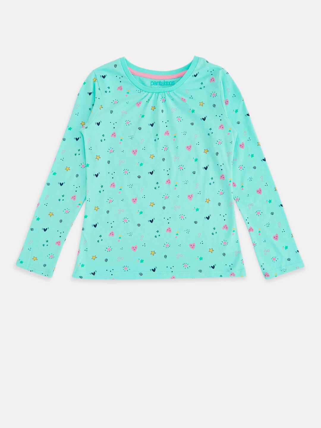 

Pantaloons Junior Girls Turquoise Blue Printed T-shirt