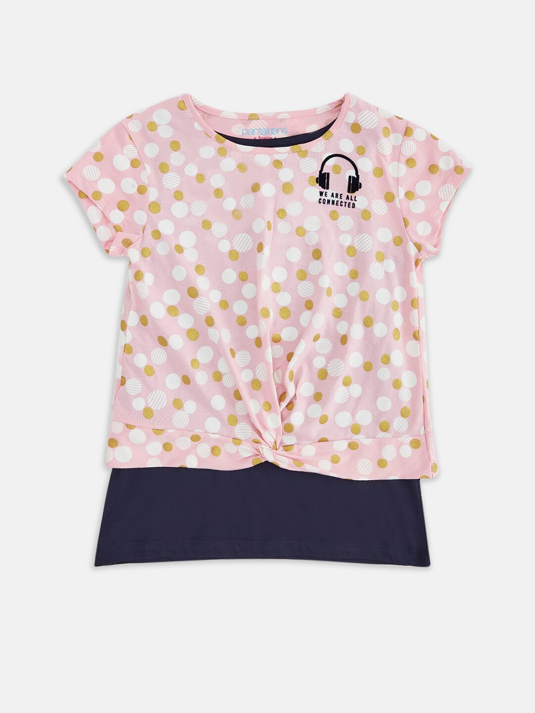 

Pantaloons Junior Girls Pink Printed Extended Sleeves T-shirt