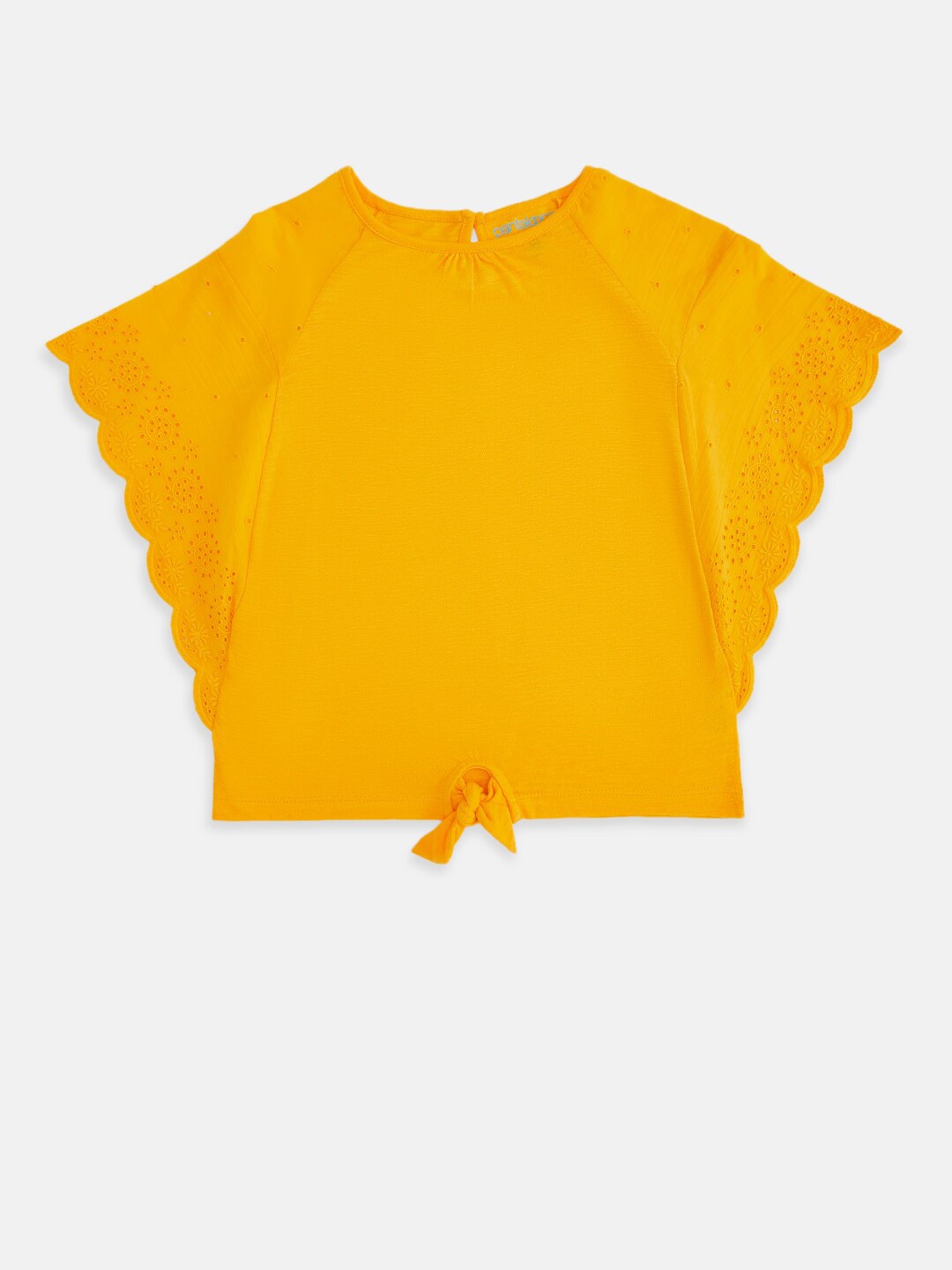 

Pantaloons Junior Mustard Yellow Solid Batwing sleeved Top