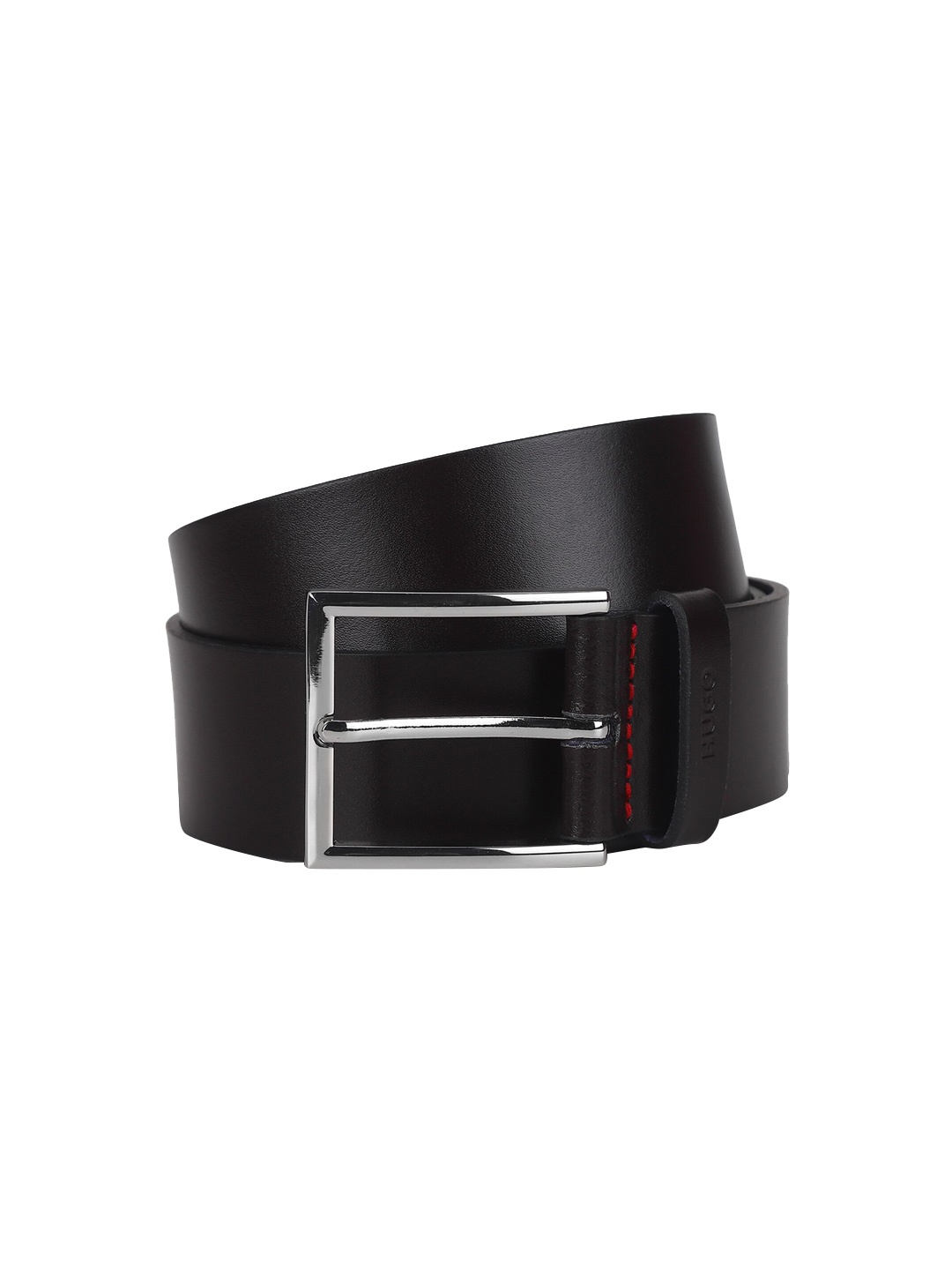 

HUGO Men Black Solid Leather Belt