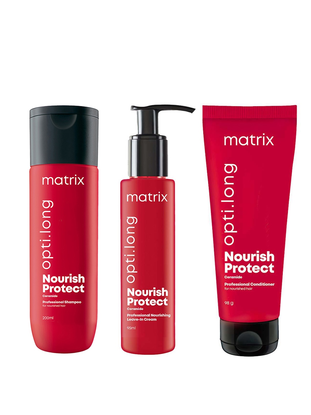 

MATRIX Set of Opti Long Shampoo 200ml+Conditioner 98g+Serum 95ml with Ceramides, Red