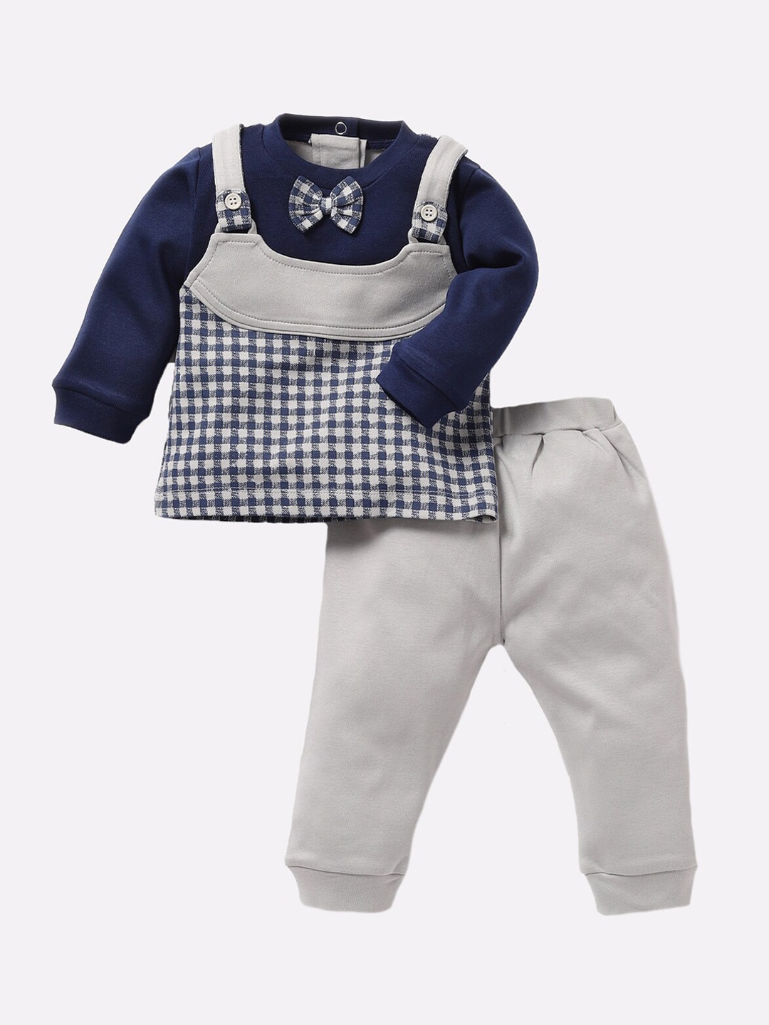 

BABY GO Boys Navy Blue & White Printed Clothing Set