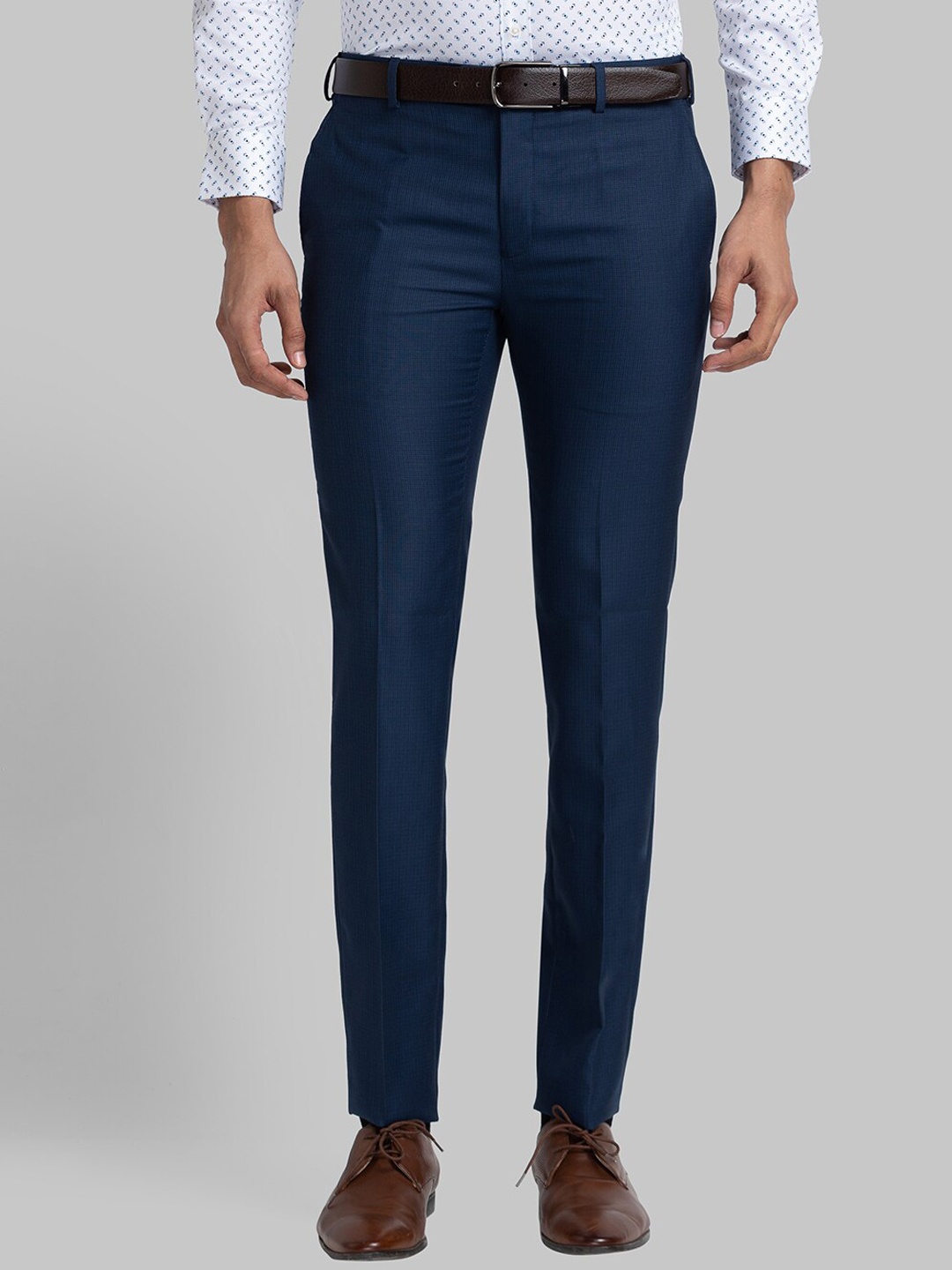 

Raymond Men Blue Slim Fit Formal Mid-Rise Trousers
