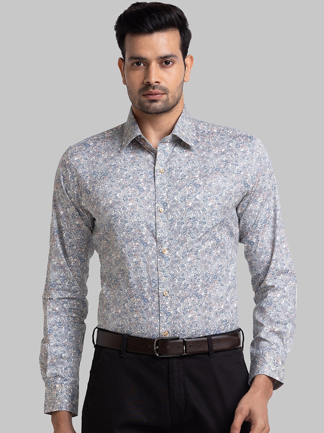 

Raymond Men Blue Slim Fit Floral Printed Formal Shirt