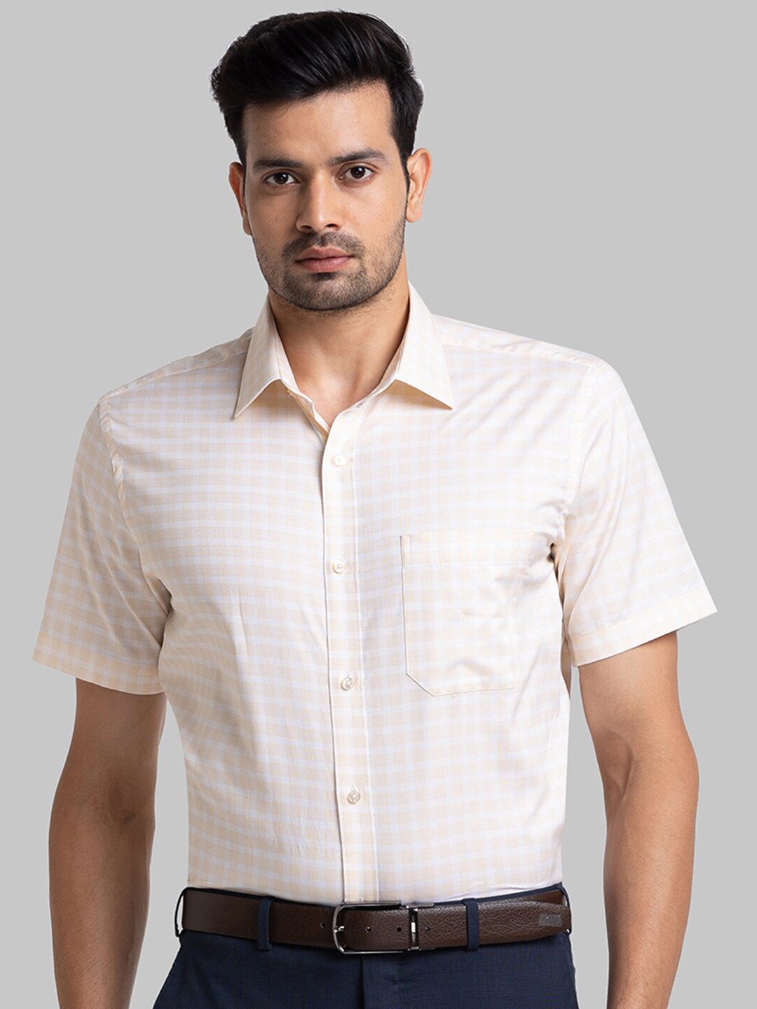 

Raymond Men Yellow Checked Formal Shirt