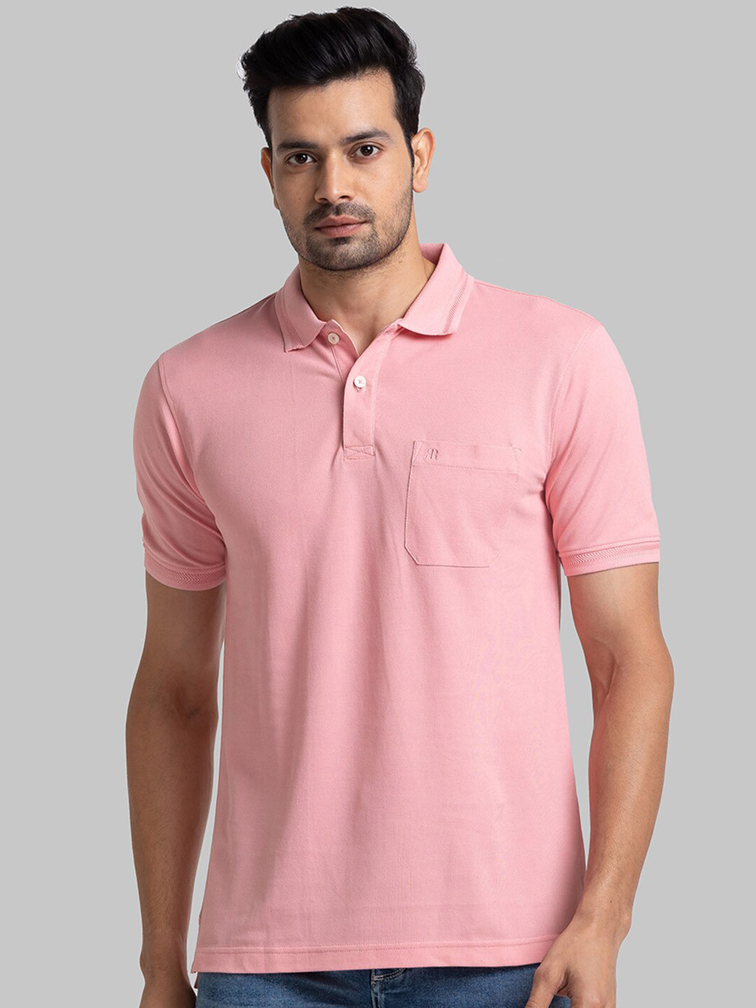 

Raymond Men Pink Polo Collar T-shirt