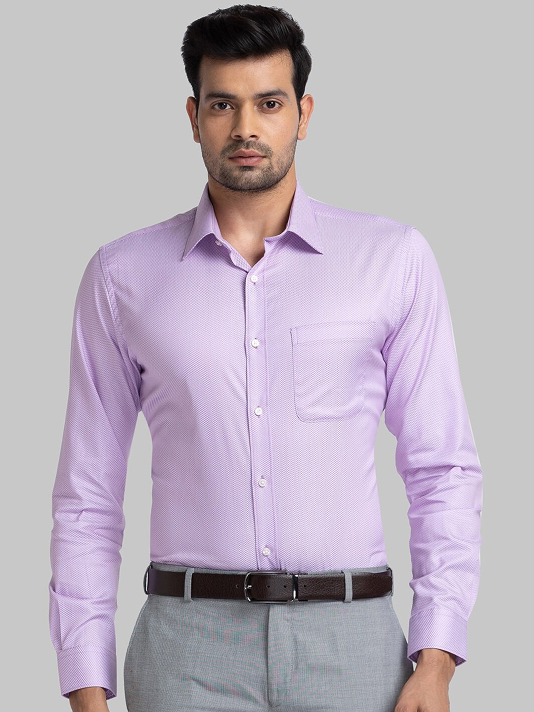 

Raymond Self Design Long Sleeve Slim Fit Cotton Formal Shirt, Purple
