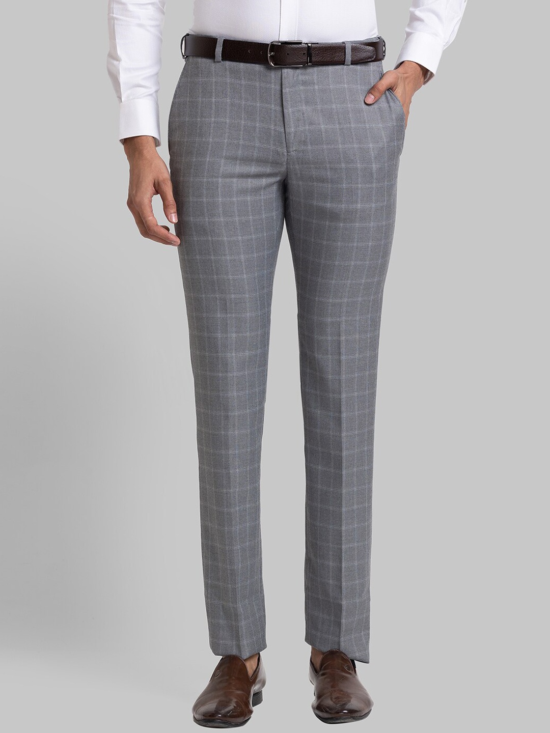 

Raymond Men Grey Checked Slim Fit Trouser