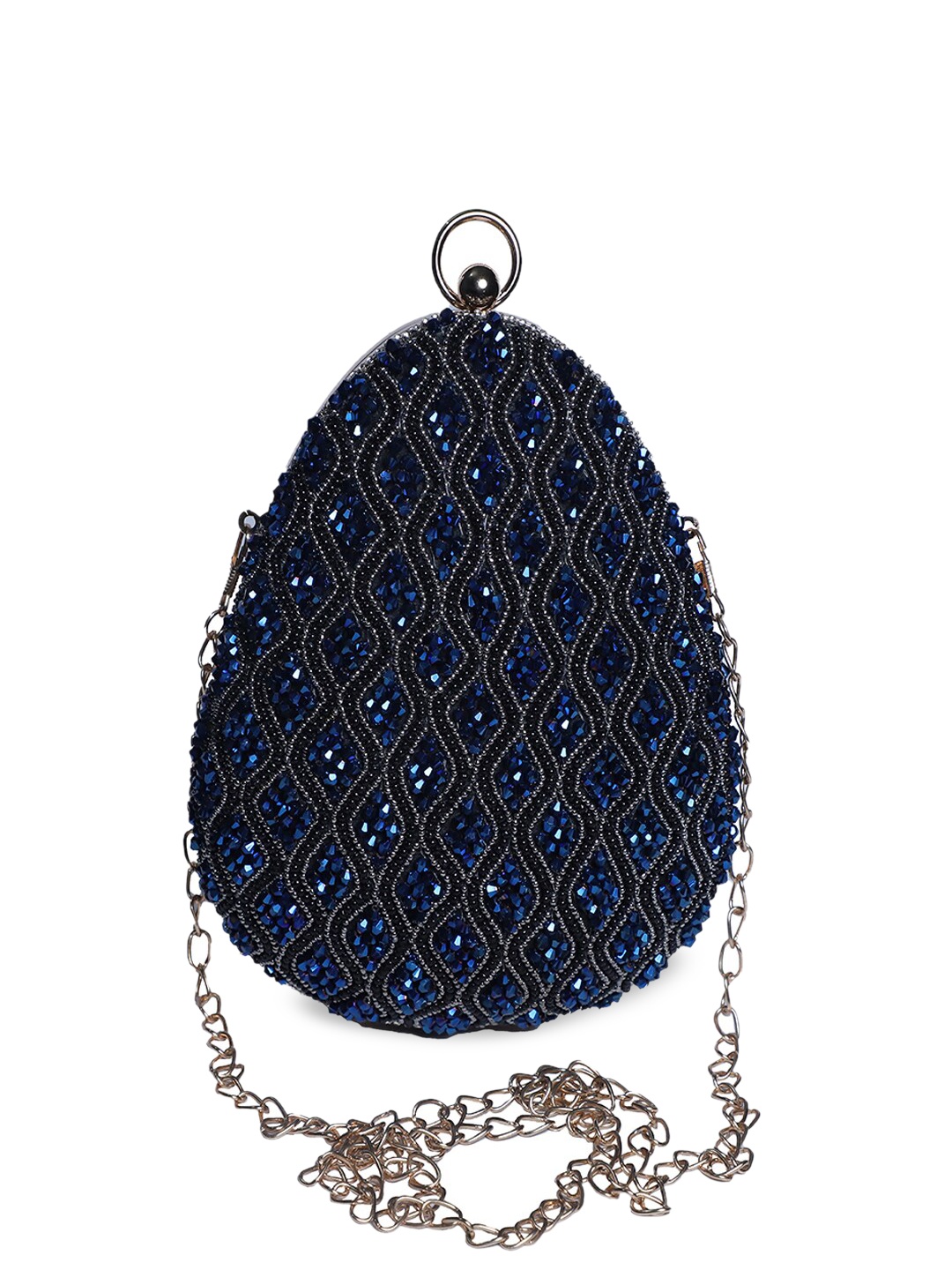 

Swisni Blue Embellished Box Clutch