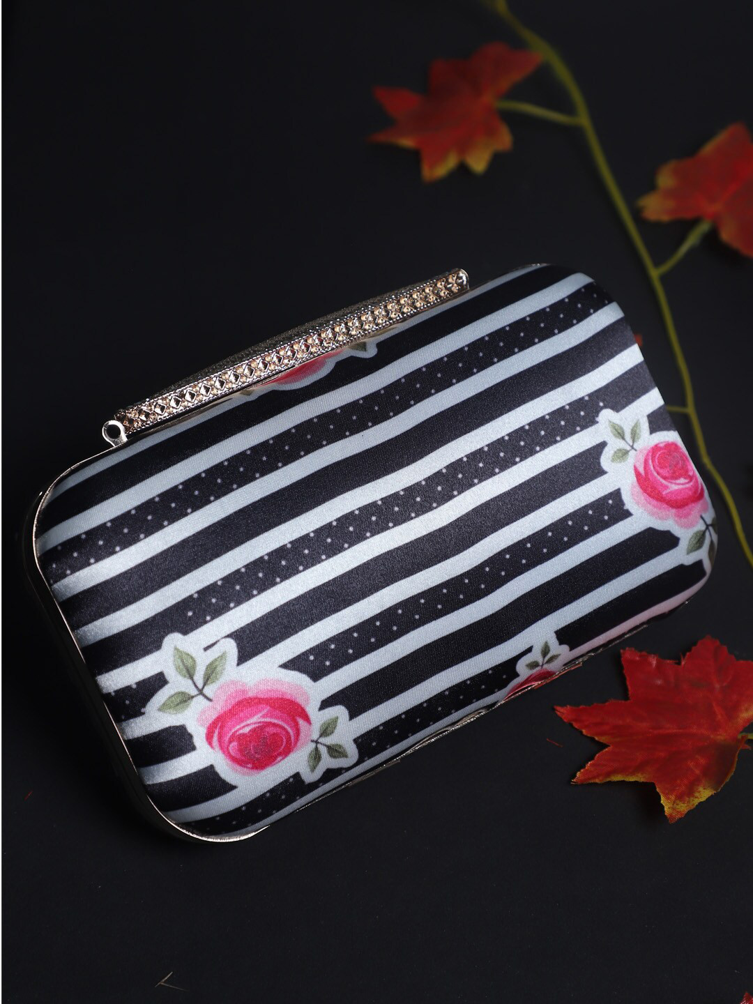 

Swisni Black & Pink Printed Box Clutch