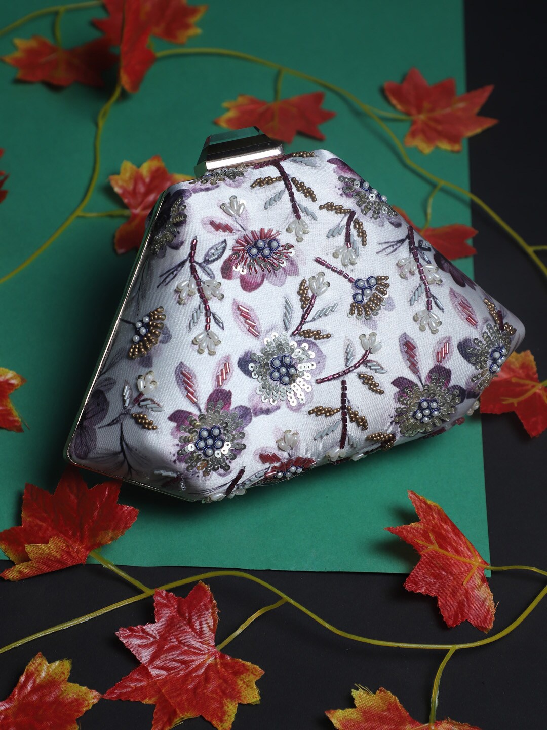 

Swisni Grey Embellished Purse Clutch
