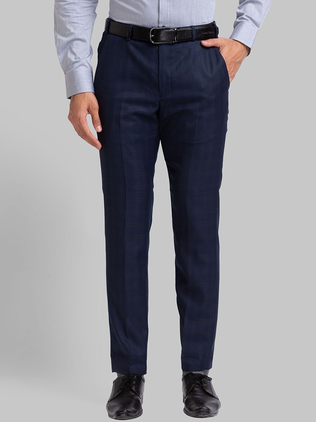 

Park Avenue Men Blue Checked Trousers