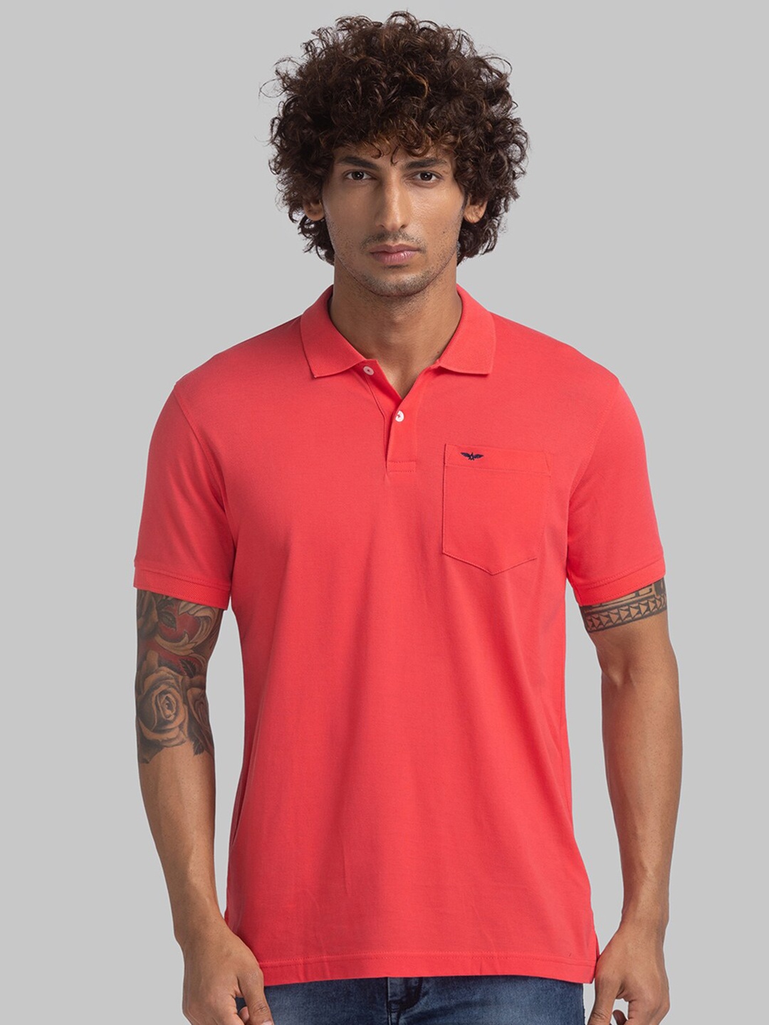 

Park Avenue Men Red Polo Collar Slim Fit T-shirt