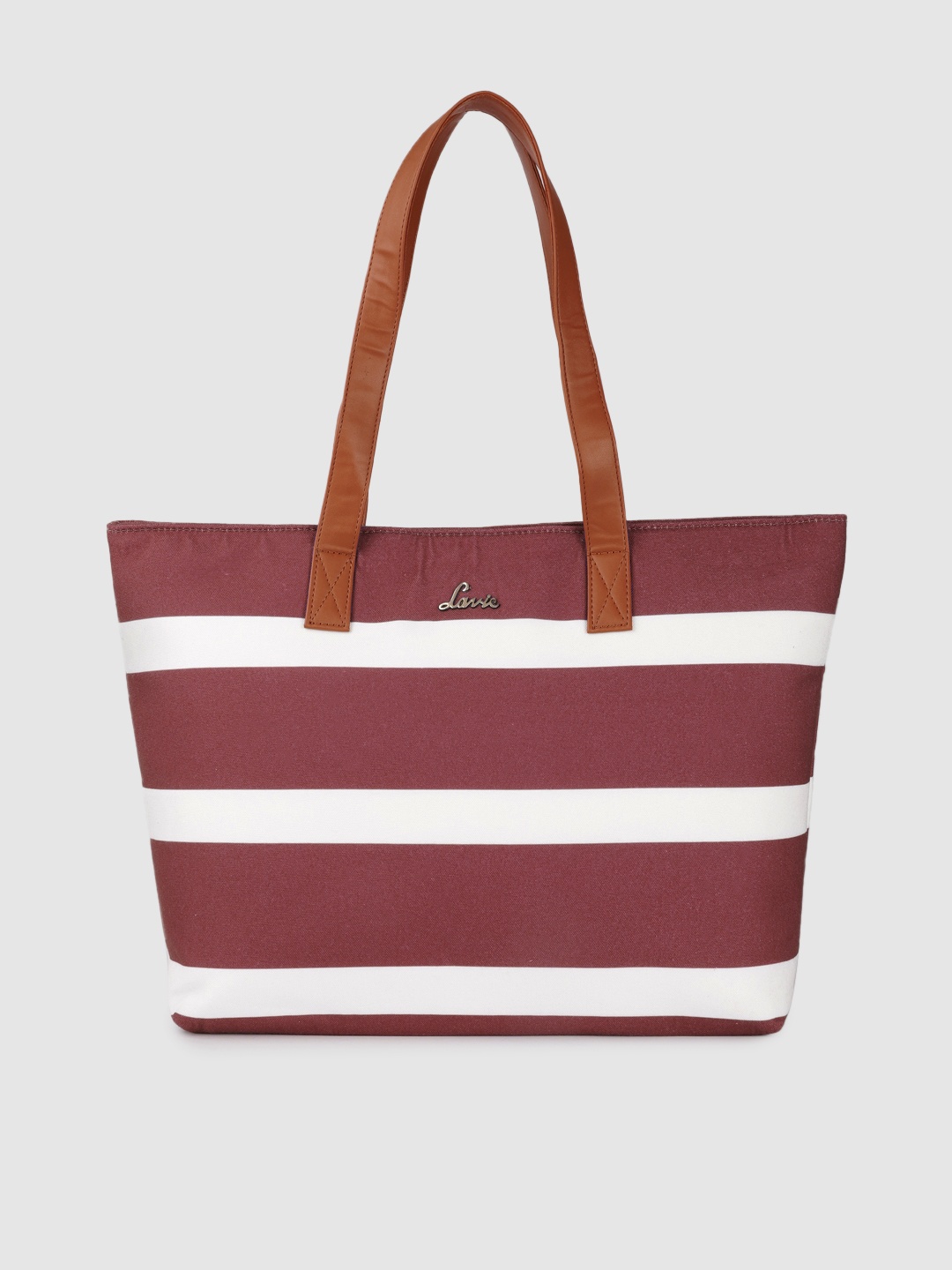 

Lavie Women Maroon & White Striped Structured Shoulder Bag