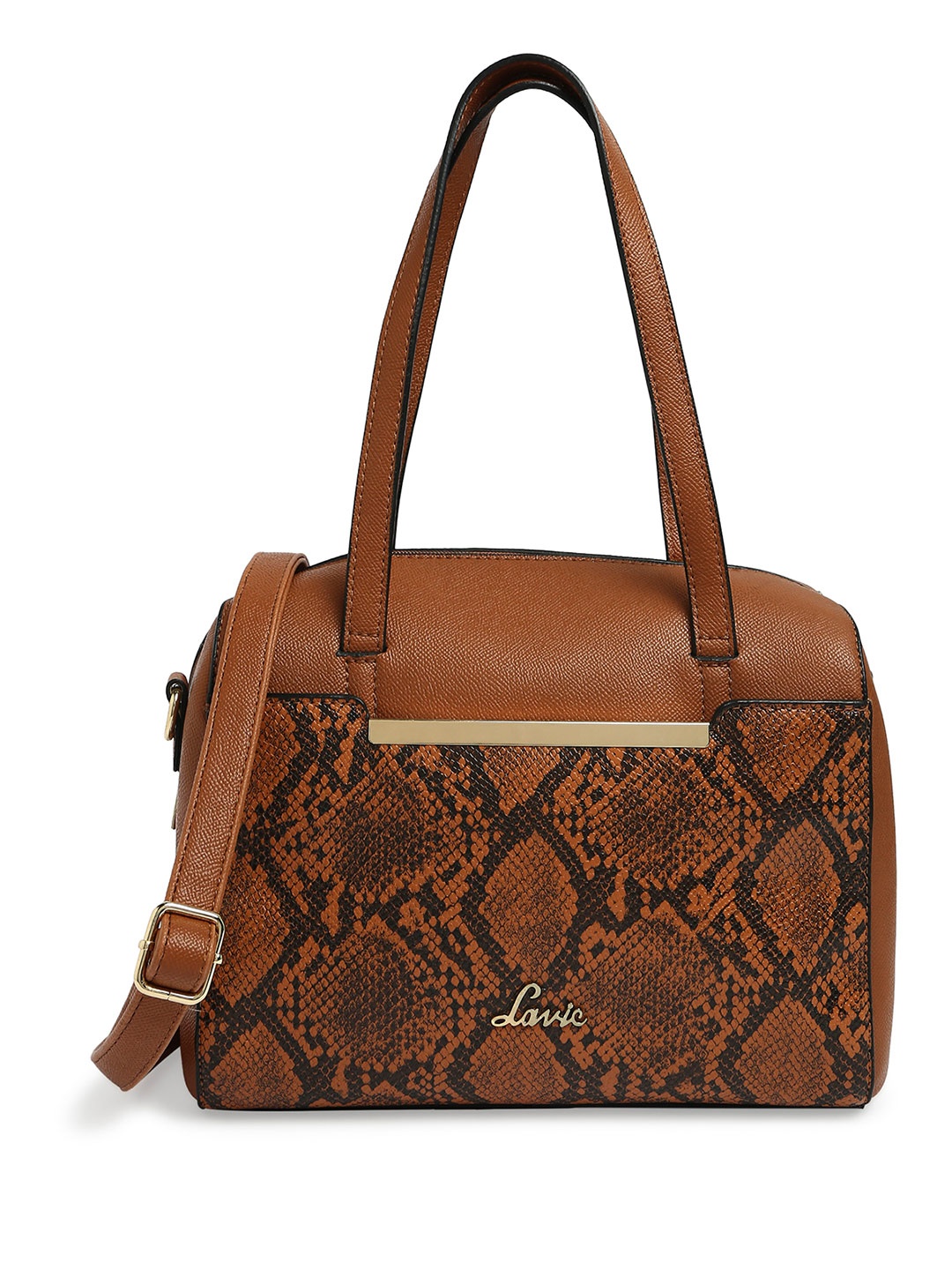 

Lavie Tan Brown Python Print Pyth Viga Boxbag Shoulder Bag