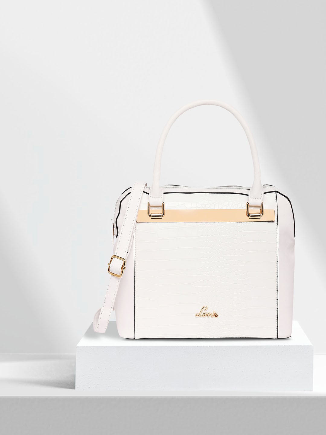 

Lavie Glossy Eero White Animal Textured Structured Handheld Bag