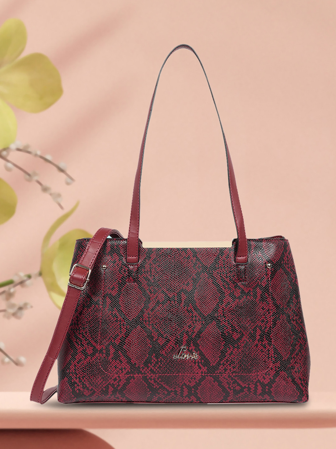 

Lavie Pyth Viga Red Snake Skin Textured Shoulder Bag