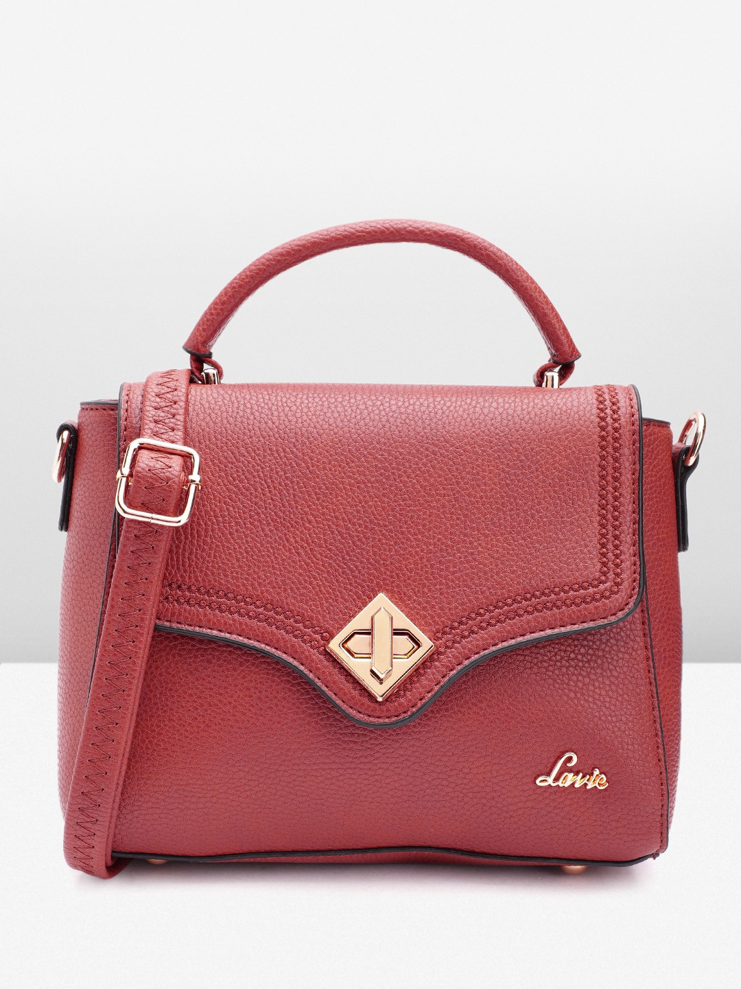 

Lavie Women Textured Structured Satchel Bag, Red