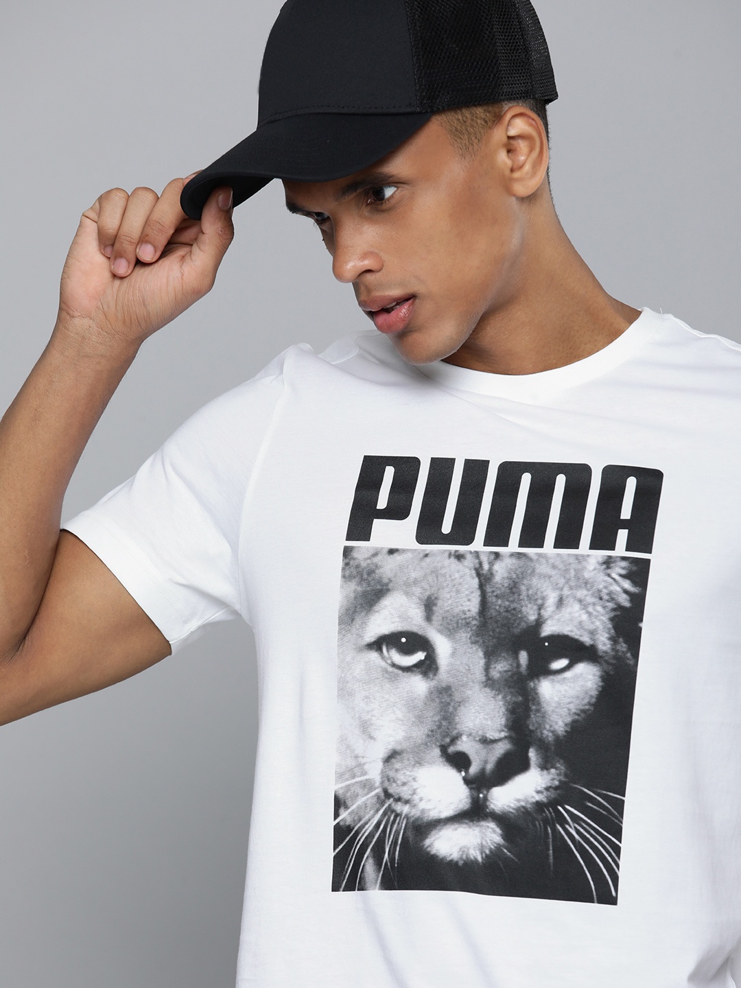 

Puma Men Graphic Printed Pure Cotton Slim Fit T-shirt, White