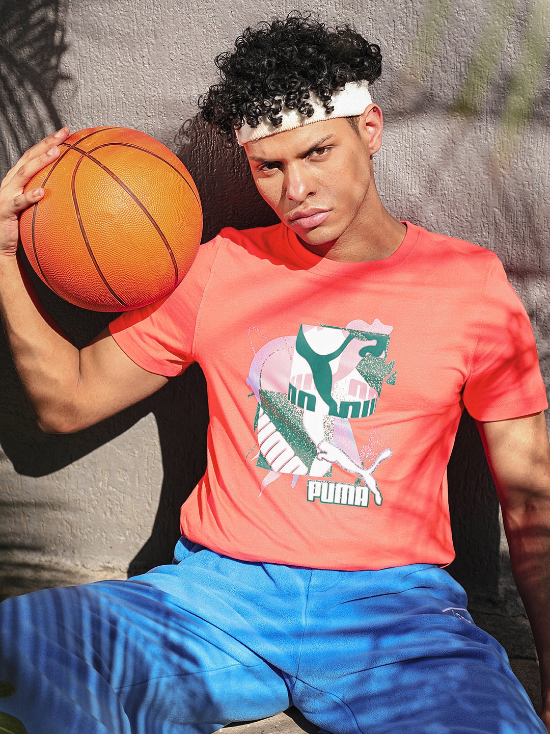 

Puma Men Peach-Coloured Brand Logo Printed Fandom Graphic Slim Fit T-shirt