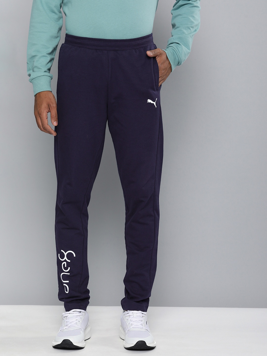 

Puma Men Blue Slim Fit Track Pants with Printed Detail, Navy blue