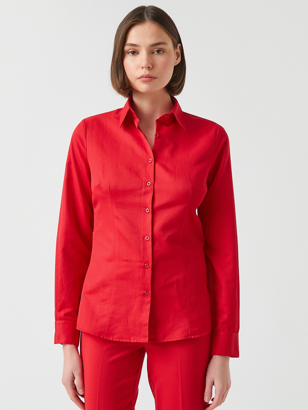 

Koton Women Red Solid Casual Shirt