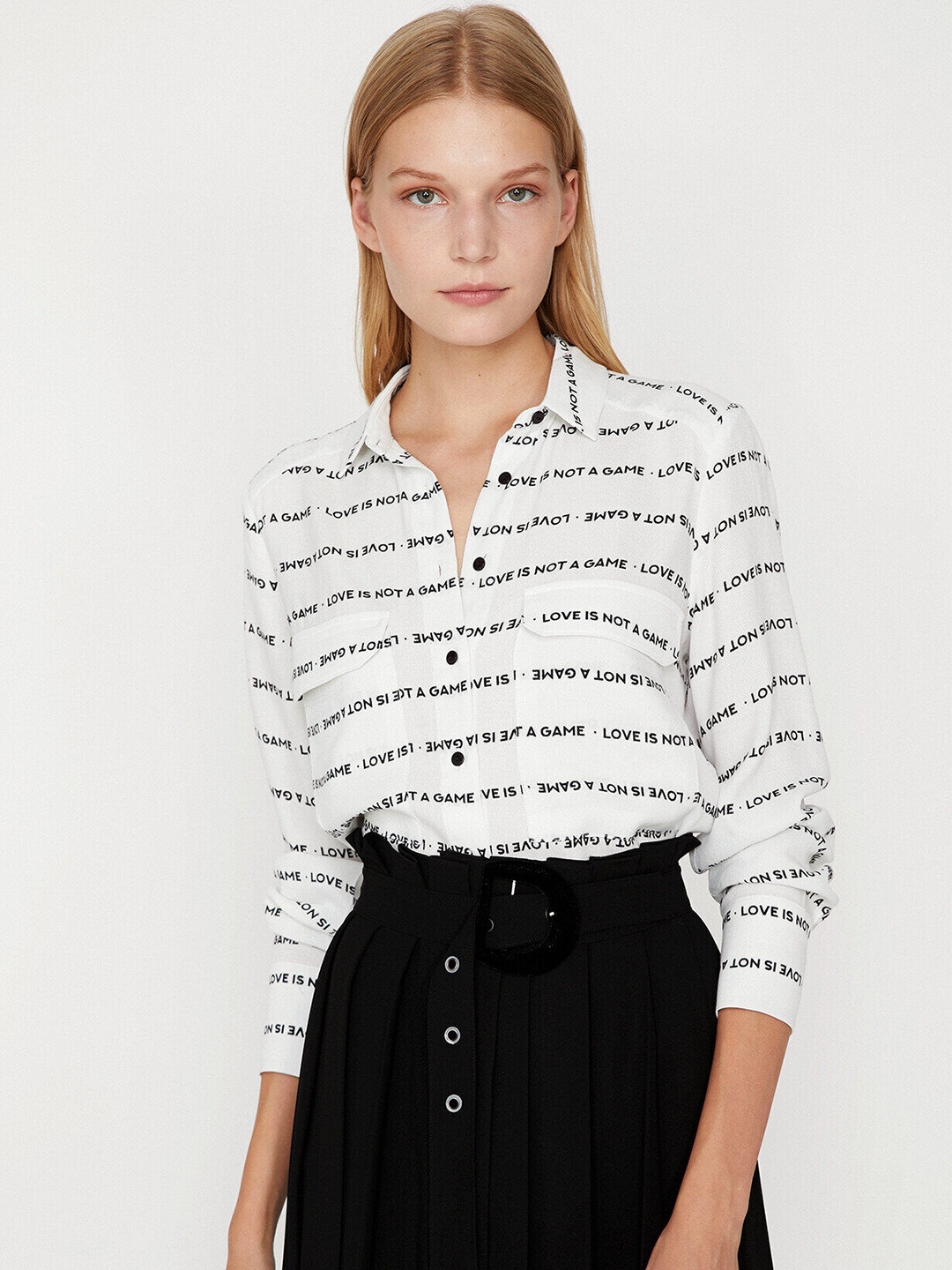 

Koton Women White & Black Printed Casual Shirt