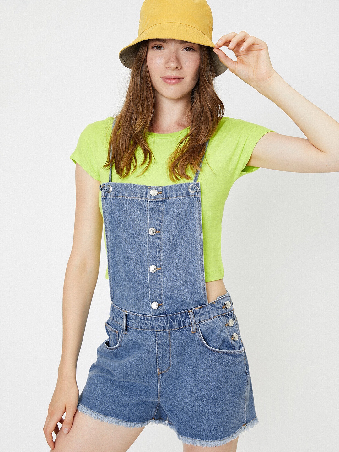 

Koton Women Blue Solid Denim Dungarees