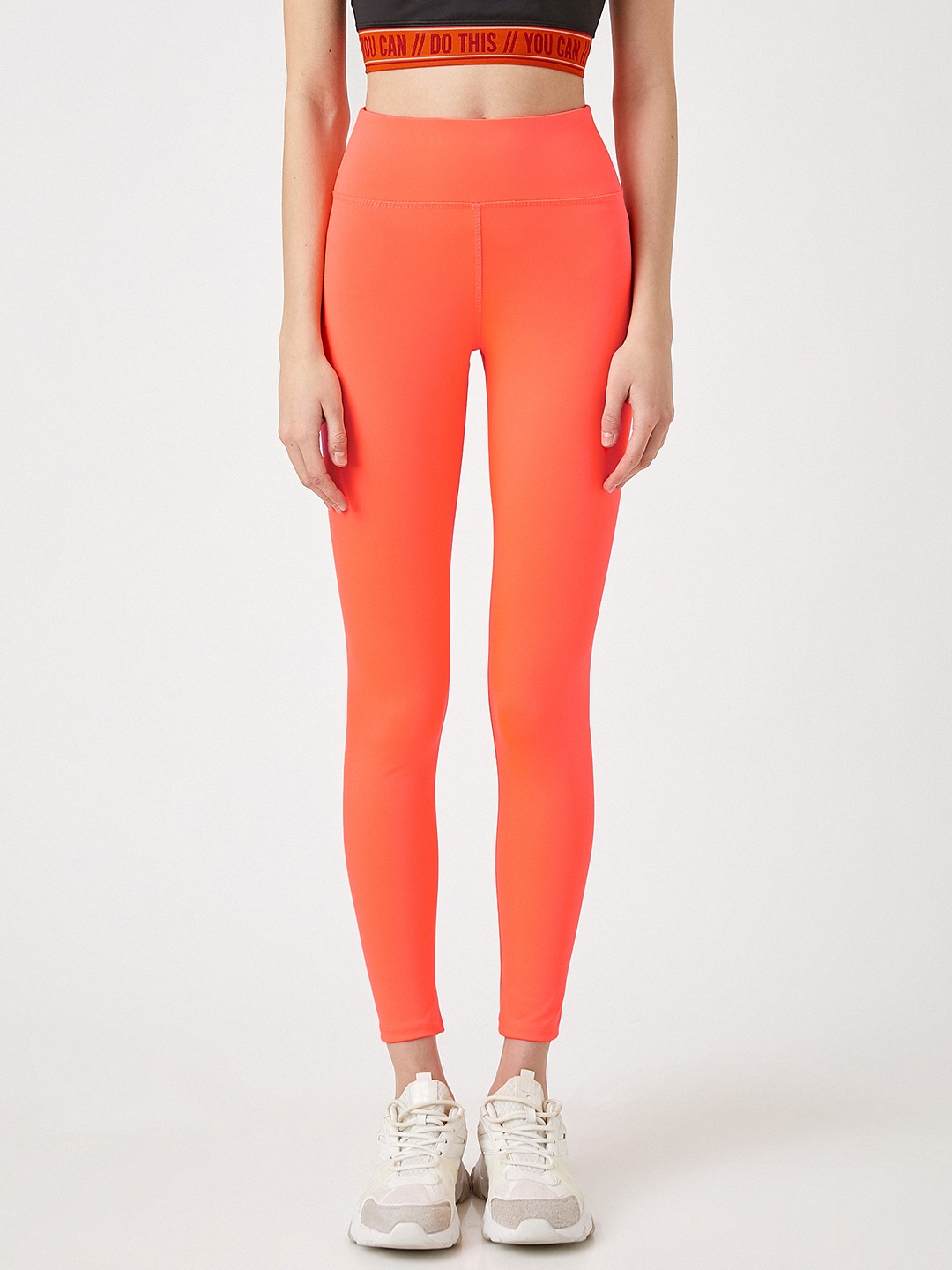 

Koton Women Neon Orange Solid Ankle Length Tights