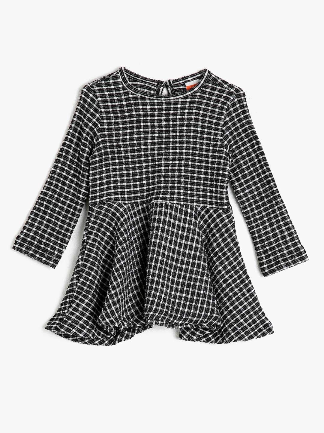 

Koton Infant Girls Black & White Self-Checked Fit and Flare Dress