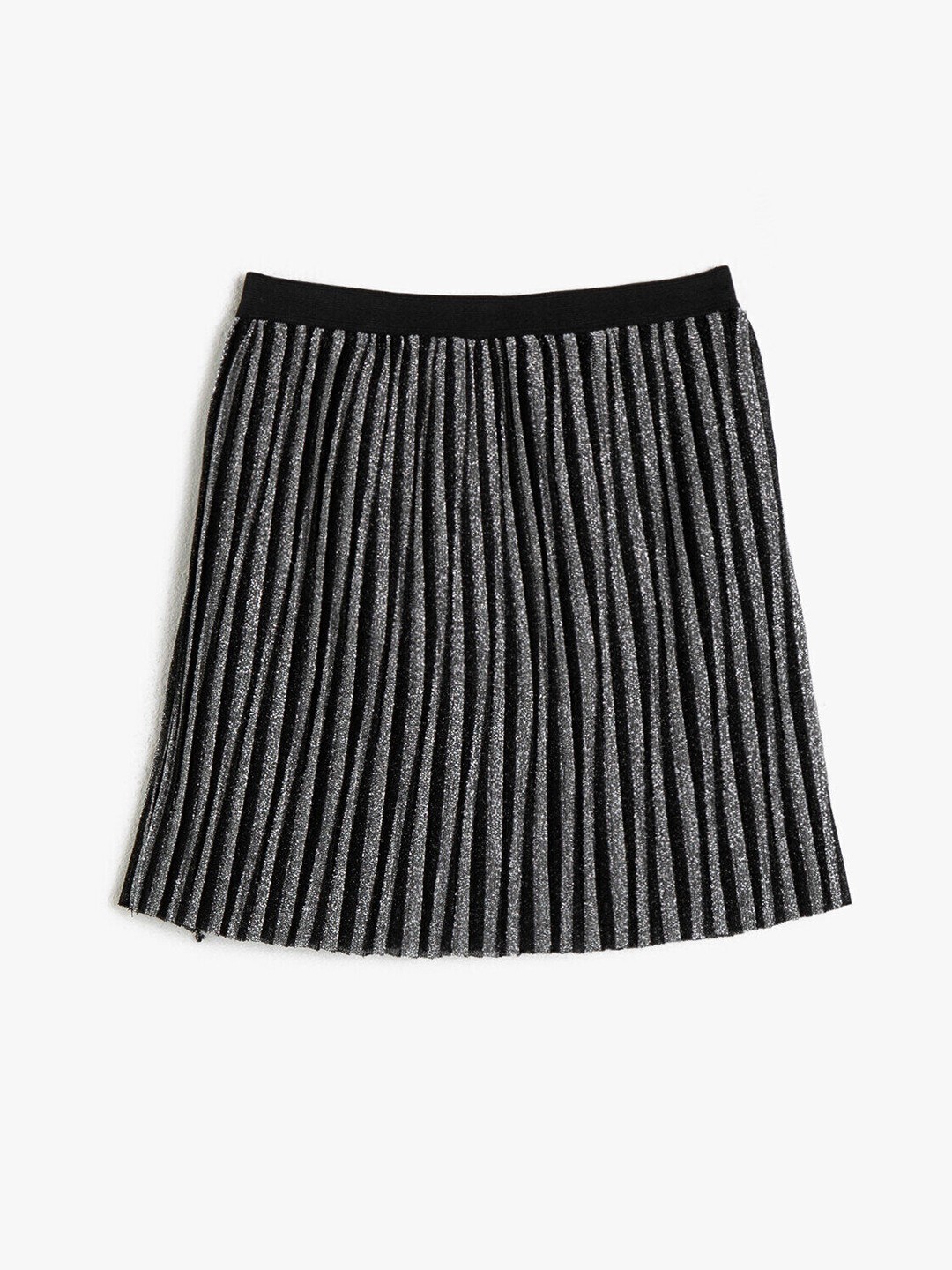 

Koton Girls Black & Silver Vertical Striped A-Line Skirt