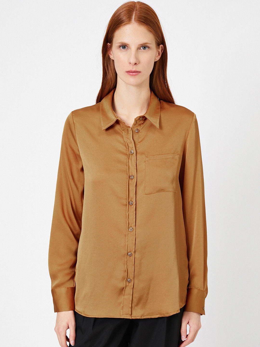 

Koton Women Rust Orange Solid Casual Shirt