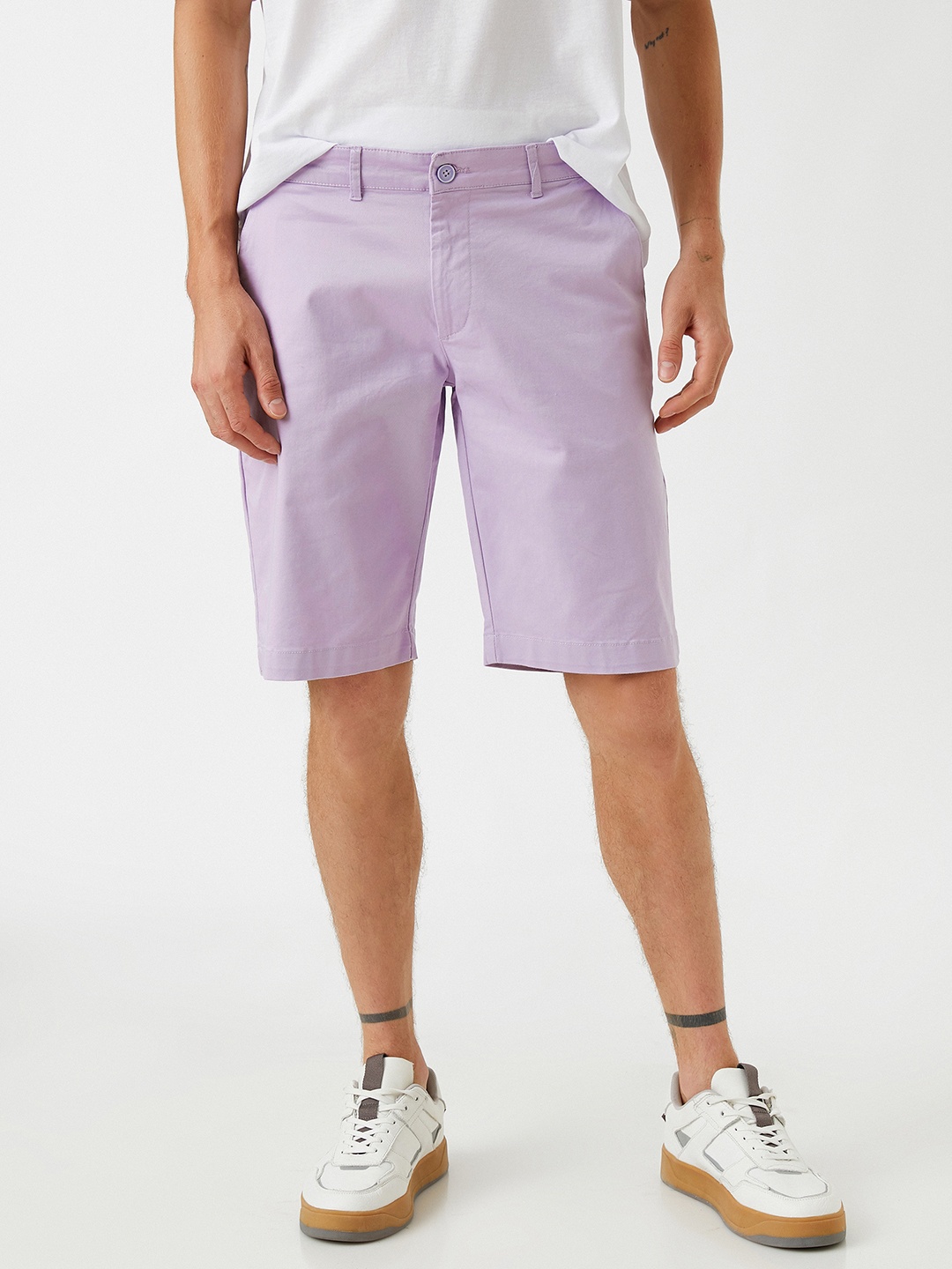 

Koton Men Lavender Solid Chino Shorts