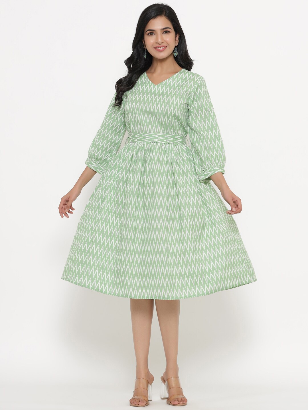 

Do Dhaage Green A-Line Dress