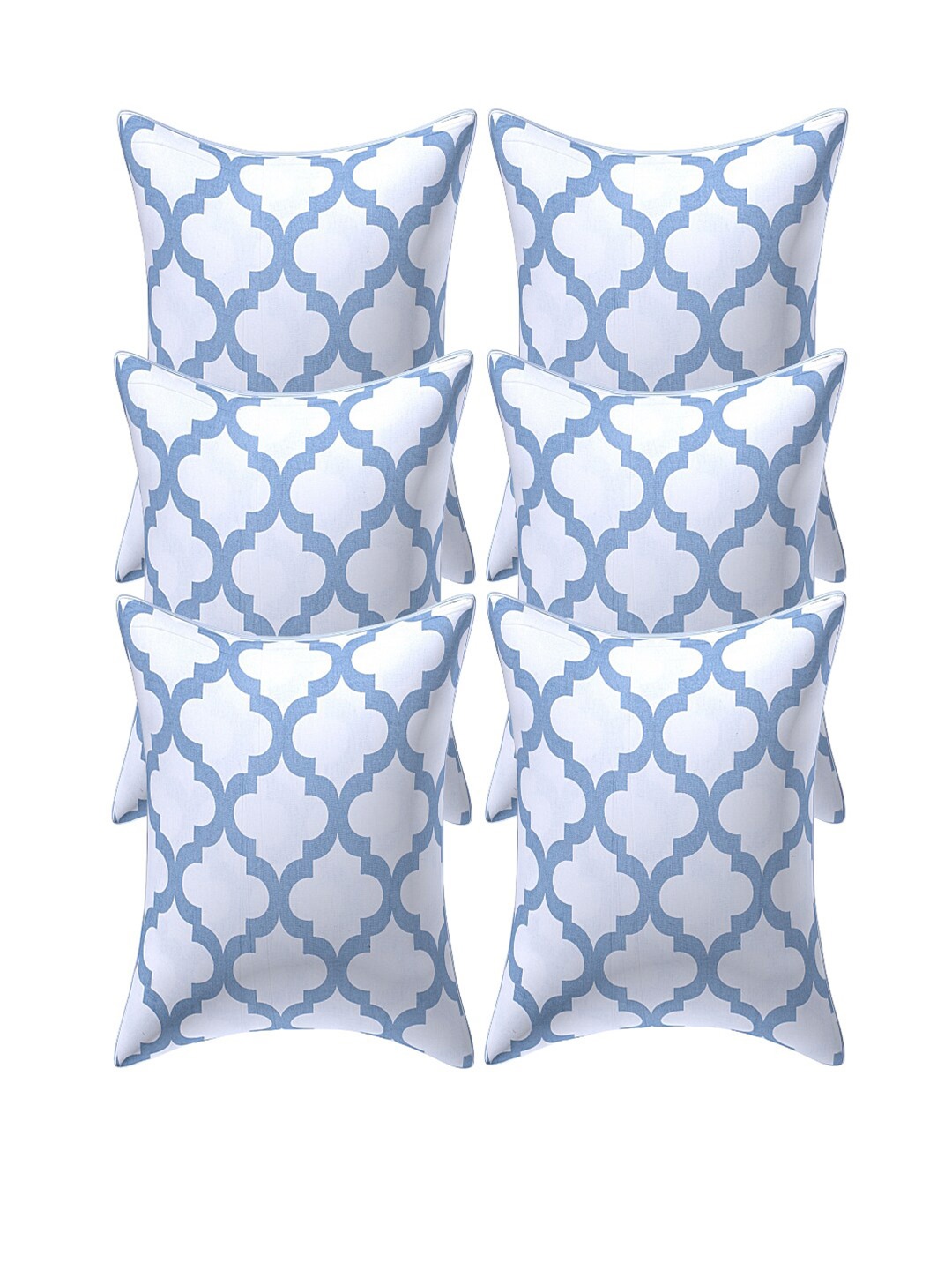 

INDHOME LIFE Blue & White Set of 6 Geometric Square Cushion Covers