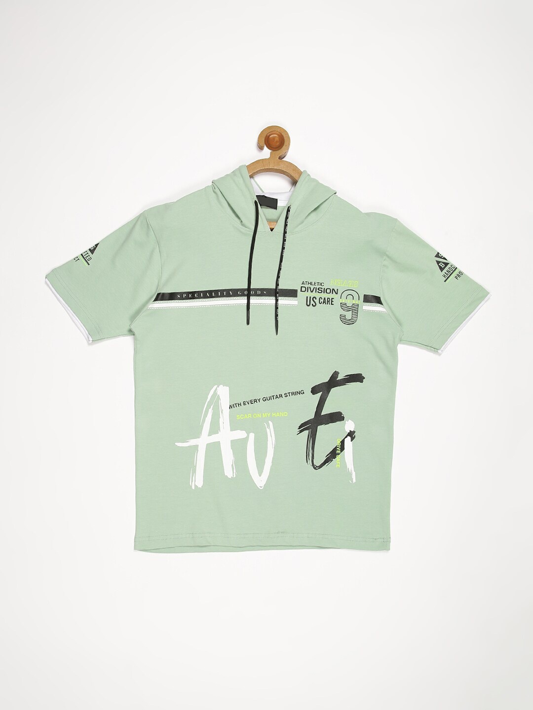 

V2 Value & Variety Boys Green & Black Printed Monochrome T-shirt