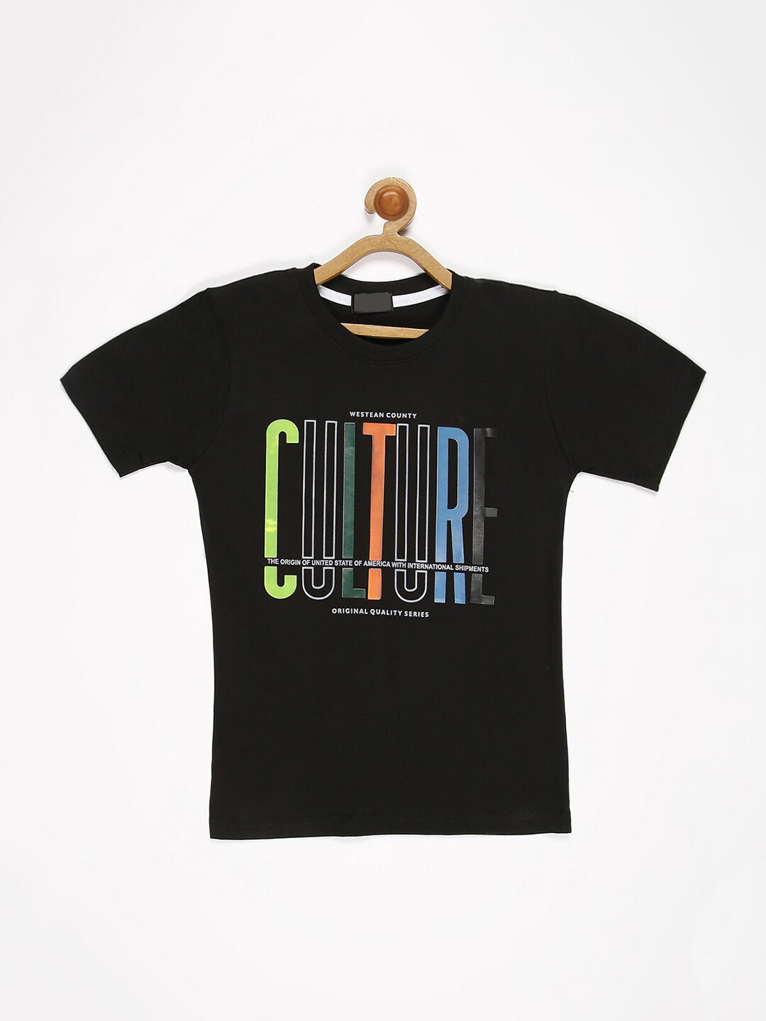 

V2 Value & Variety Boys Black Typography T-shirt