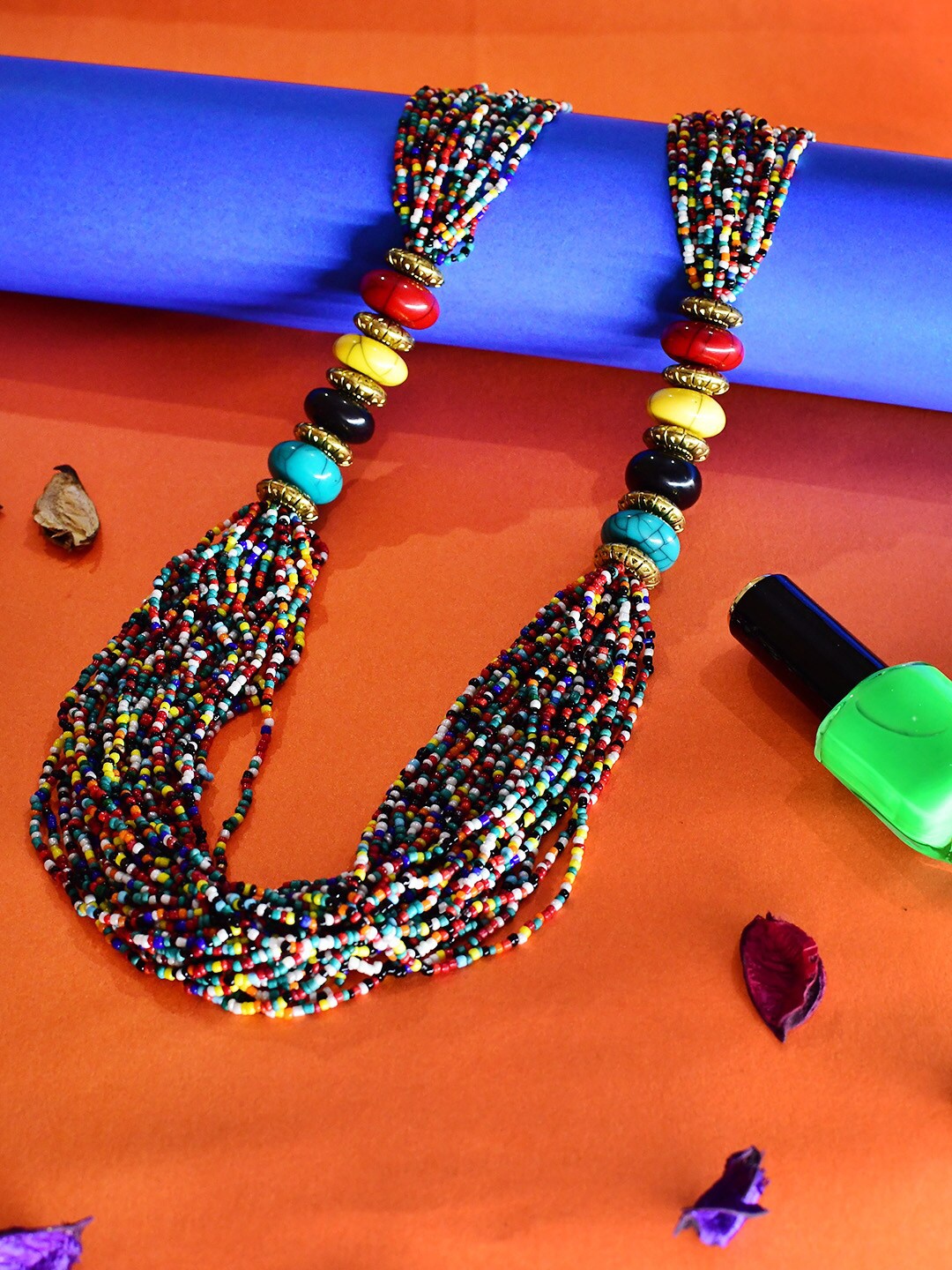 

Bamboo Tree Jewels Multicoloured Afghan Necklace, Multi