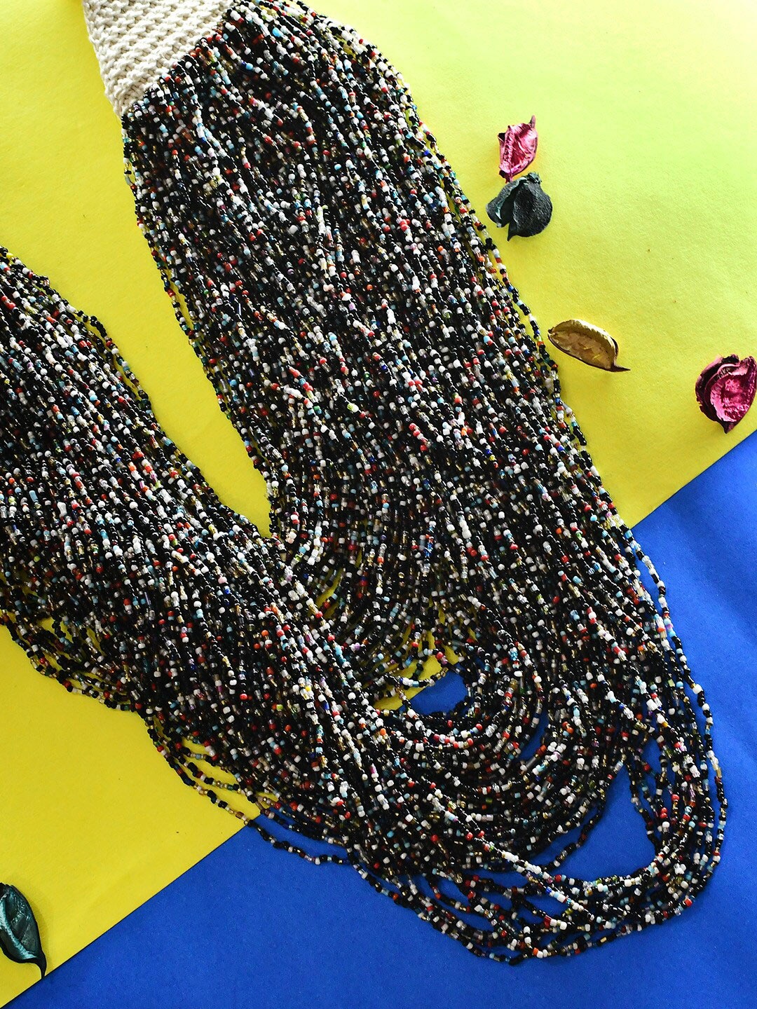 

Bamboo Tree Jewels Black & White Afghan Necklace