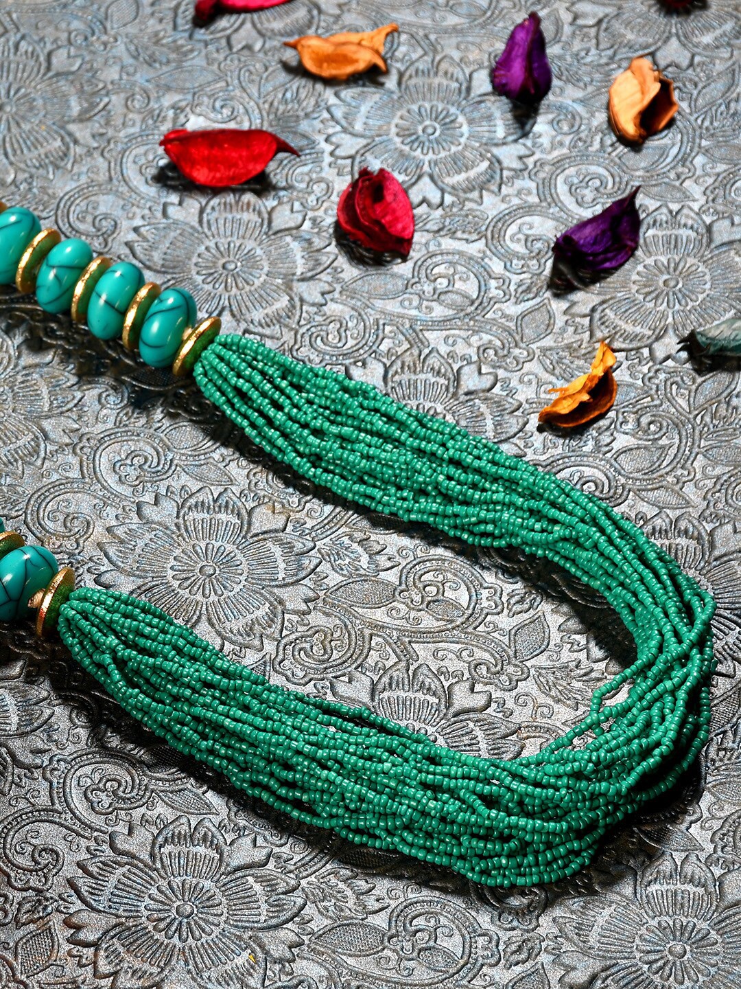 

Bamboo Tree Jewels Turquoise Blue & Green Afghan Necklace