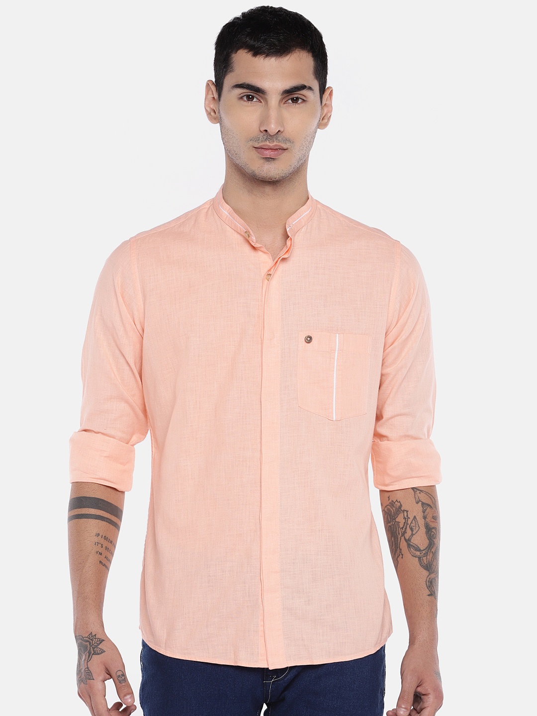 

EVOQ Men Peach-Coloured Standard Casual Shirt