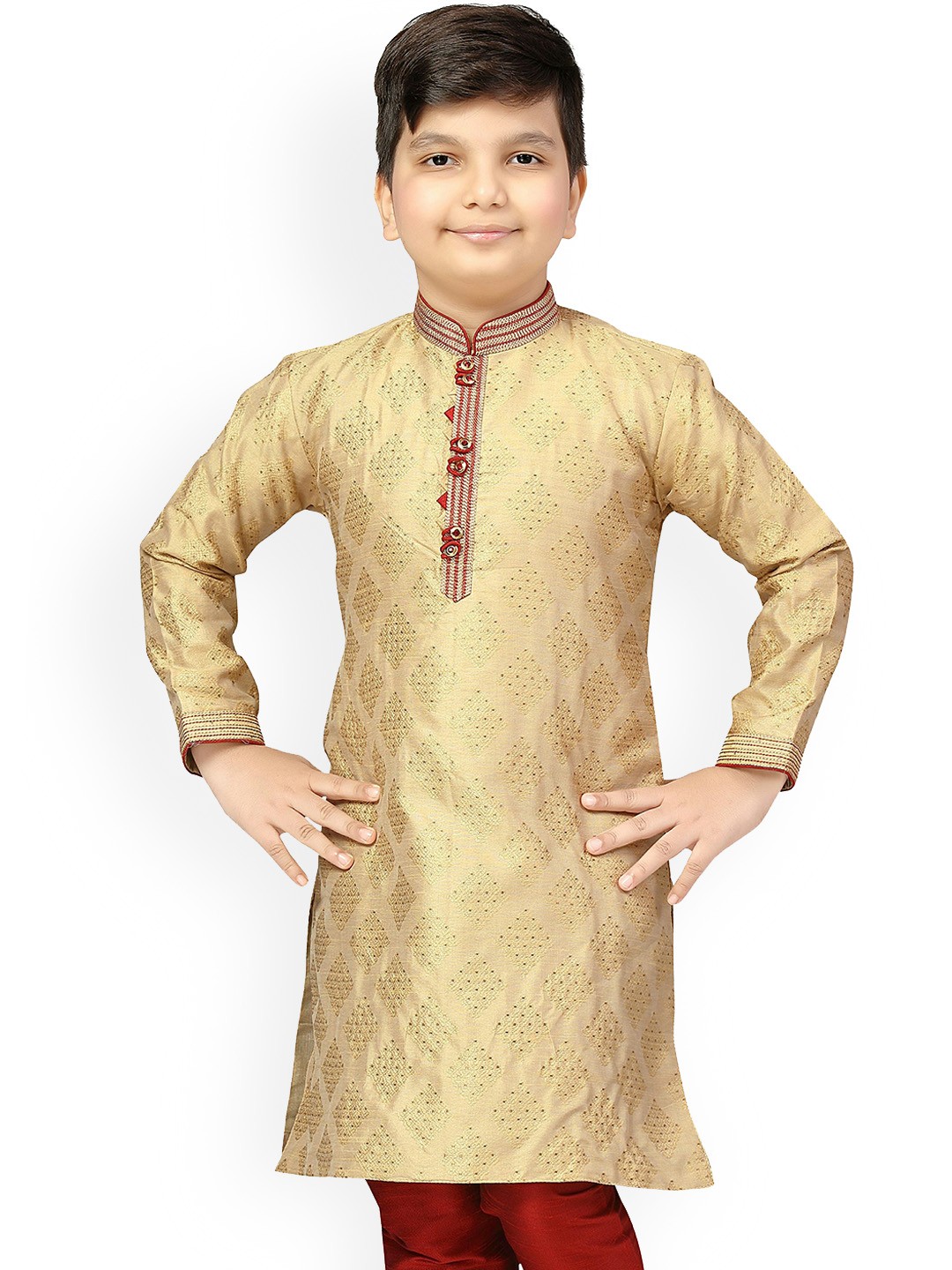 

KIDS FARM Boys Coffee Brown Paisley Kurta with Pyjama