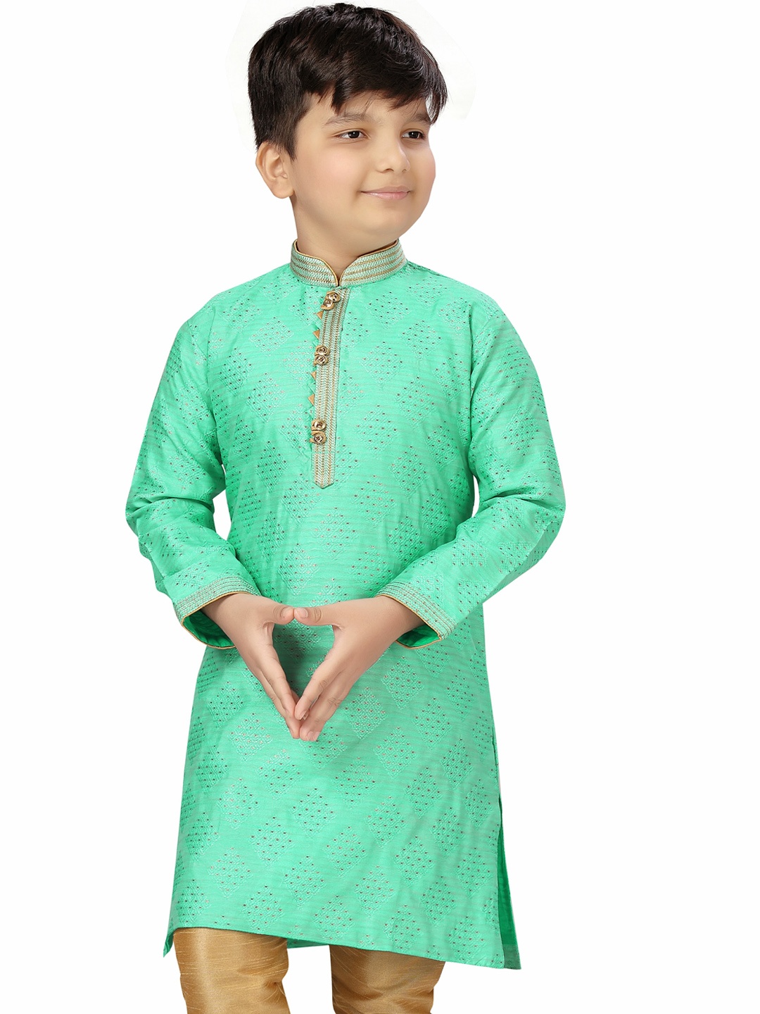 

KIDS FARM Boys Sea Green Kurta with Churidar