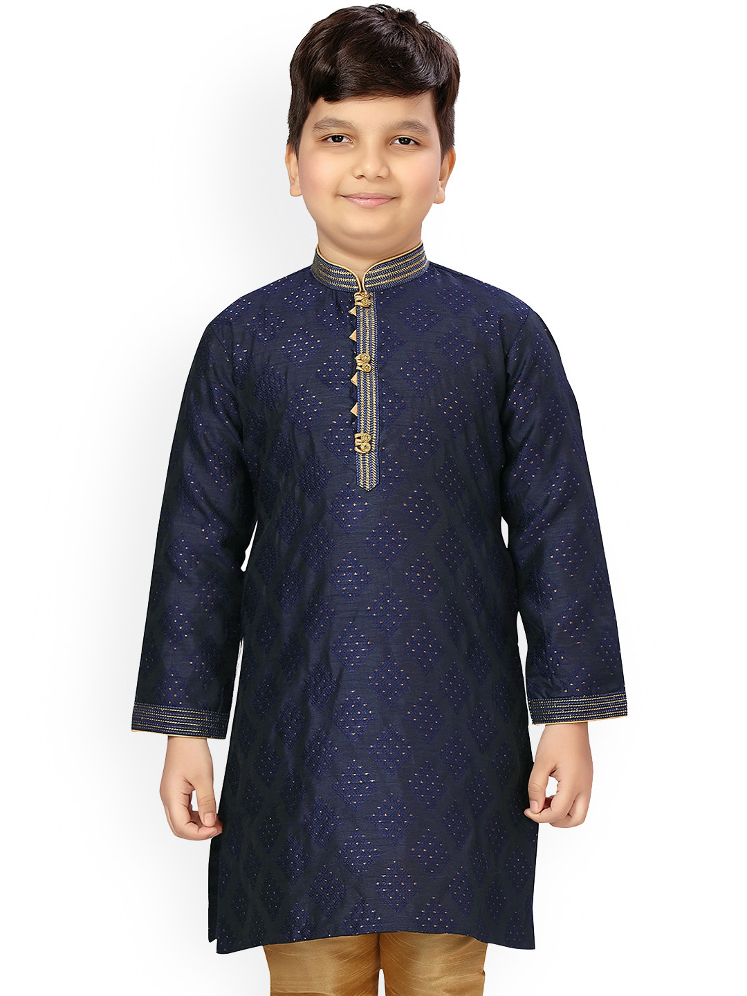 

KIDS FARM Boys Navy Blue Kurta with Pyjamas