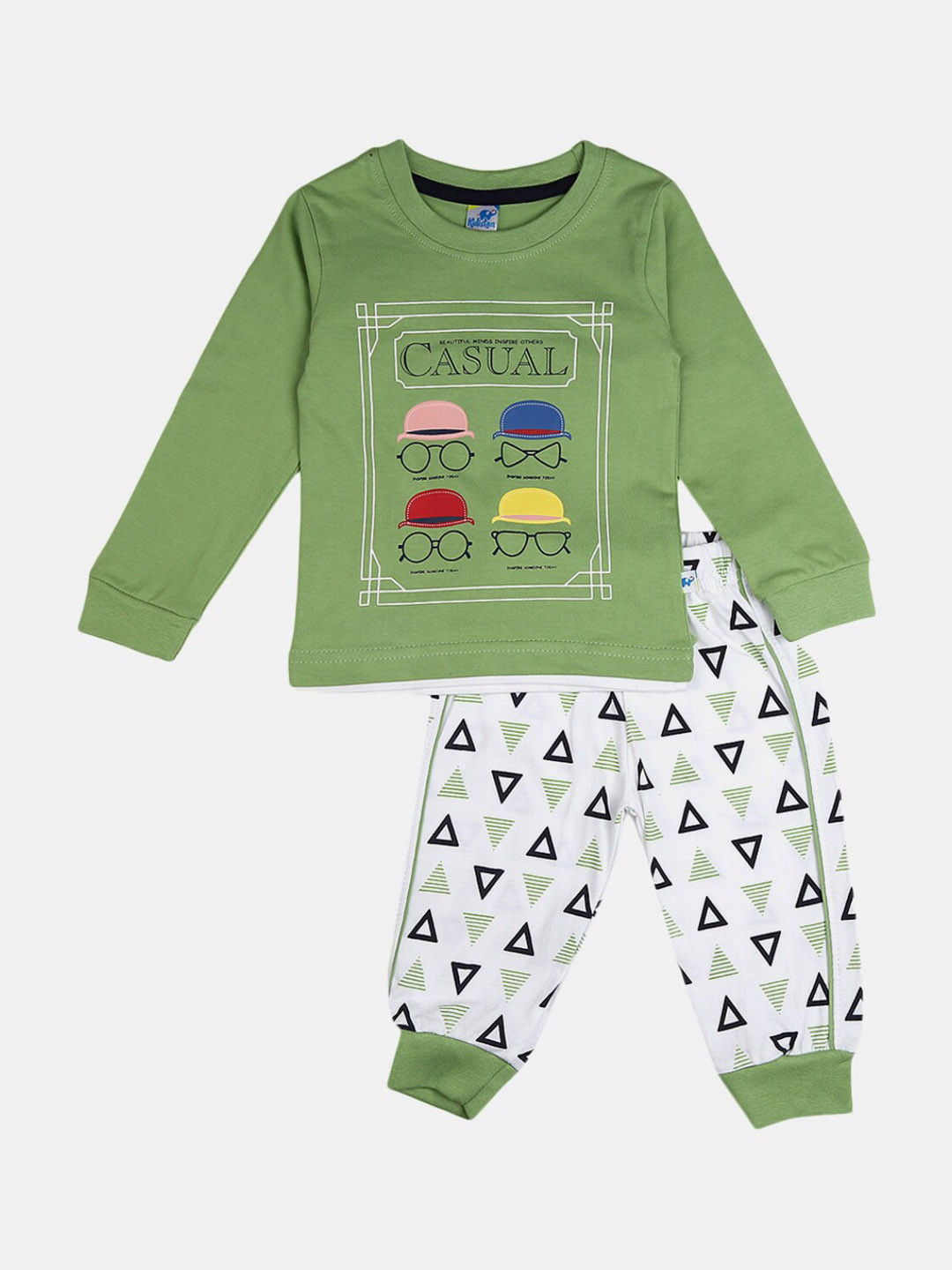 

V-Mart Unisex Kids Olive Cotton Clothing Set