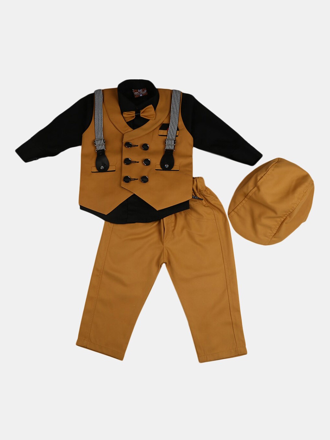 

V-Mart Unisex Kids Mustard & Black Shirt with Trousers