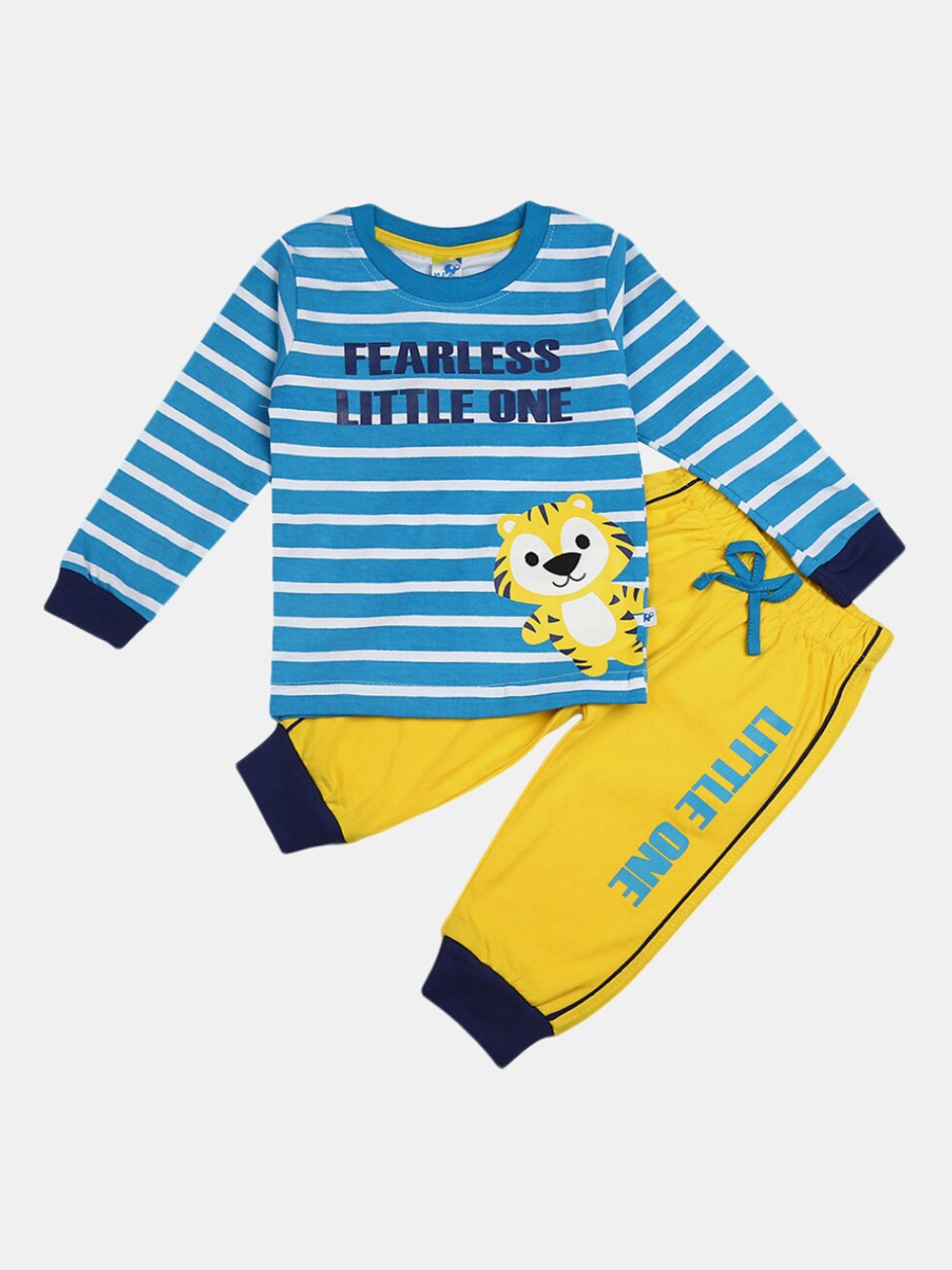 

V-Mart Unisex Kids Blue & White Printed T-shirt with Trousers