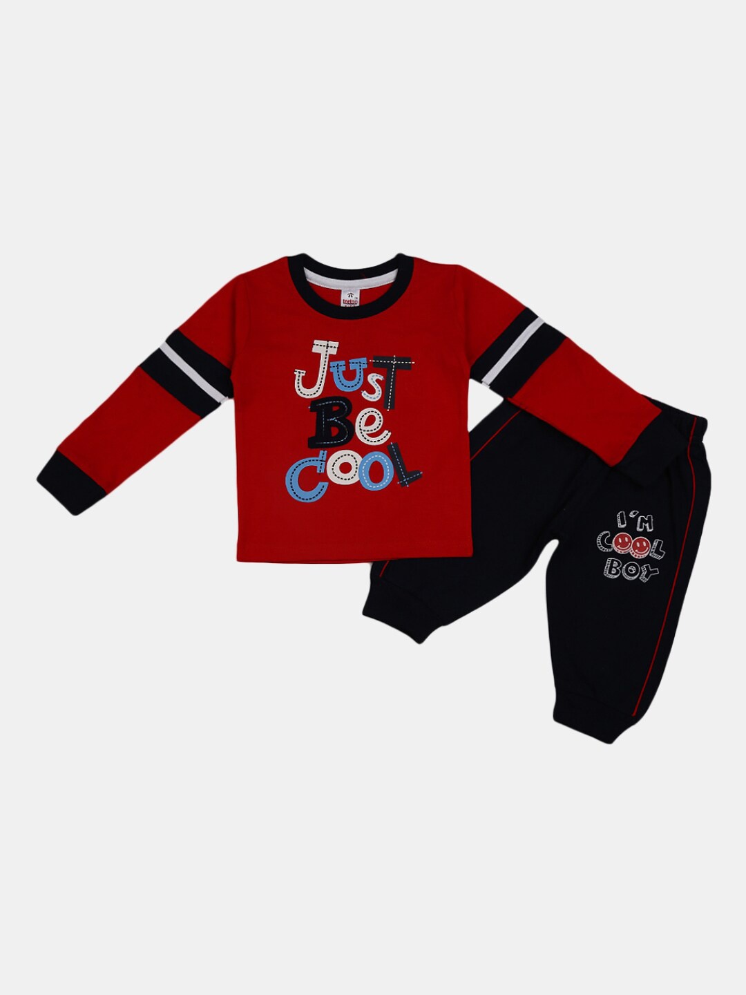 

V-Mart Unisex Kids Maroon & Black Printed T-shirt with Trousers