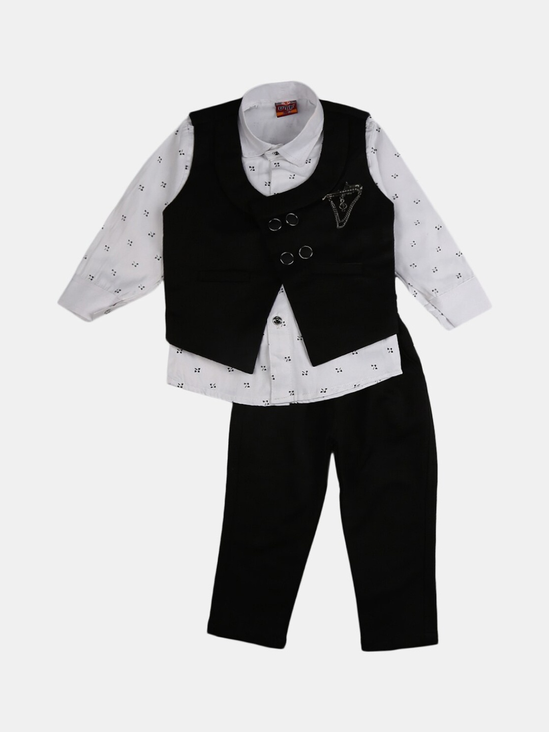 

V-Mart Boys Black & White Printed Shirt with Shorts