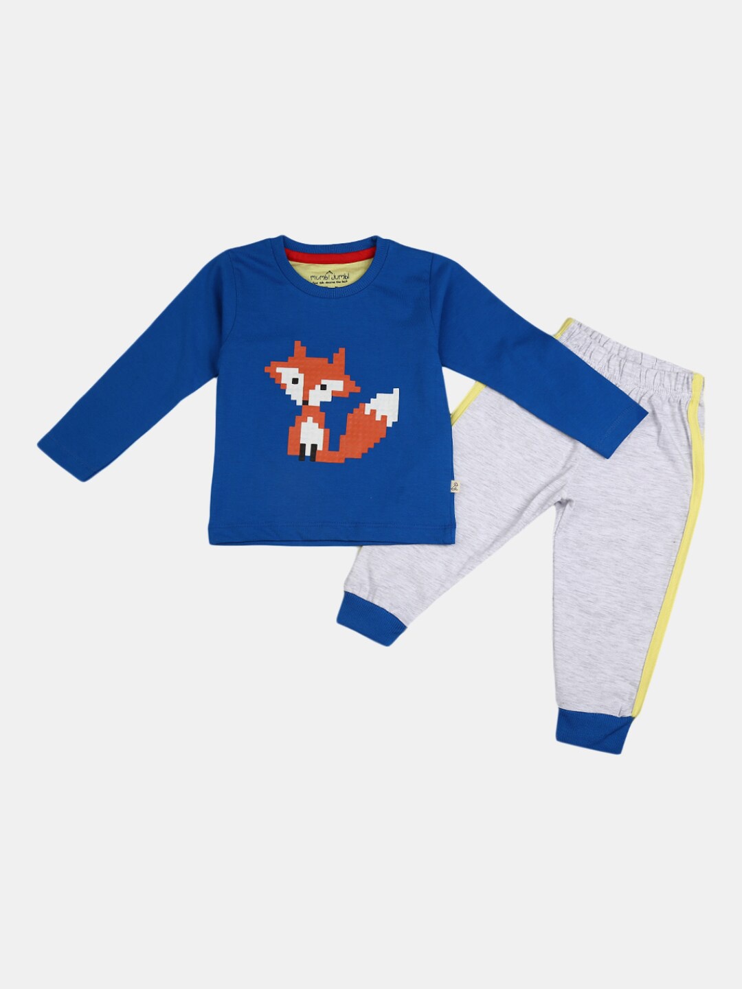 

V-Mart Kids Blue & Grey Printed Round Neck T-shirt with Trousers